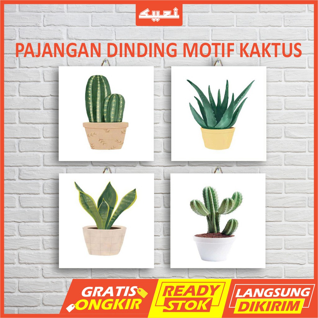 Jual Hiasan Dinding Pajangan Rumah Ruang Tamu Kantor Dapur Motif Kaktus