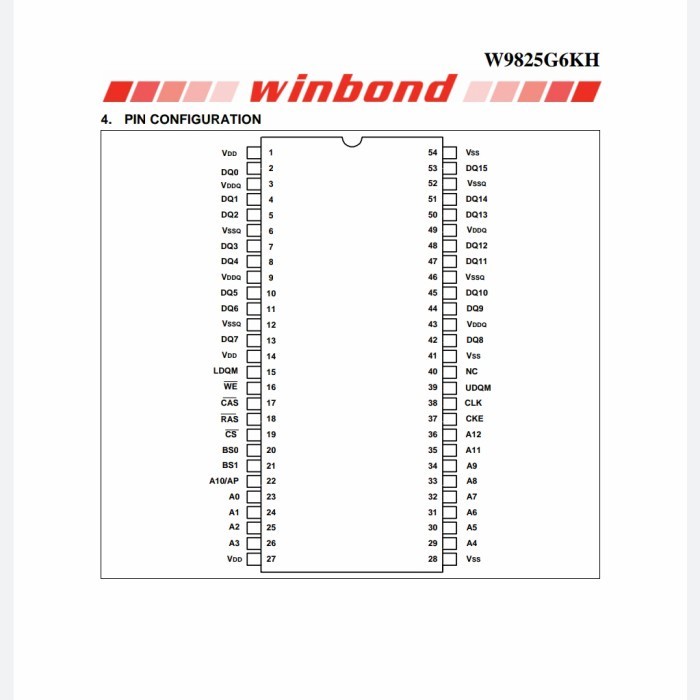 IC W9825G6KH-6 WINBOND SDRAM 256M KEYBOARD YAMAHA