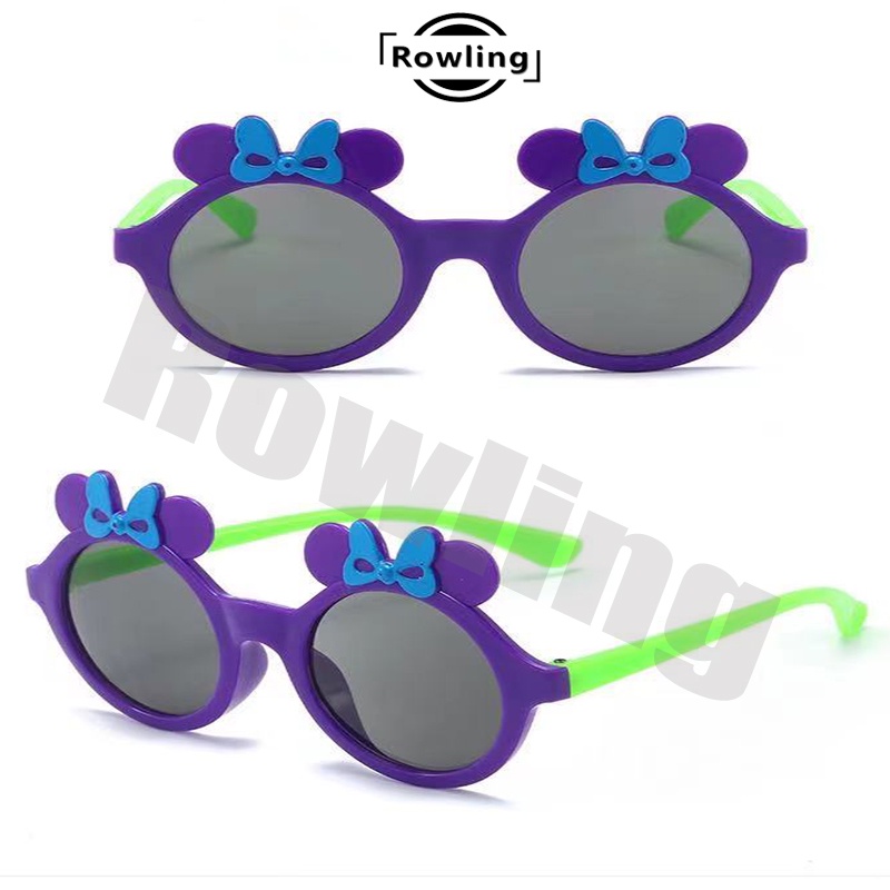 (Rowling)Kacamata Anak New Trend/Fashion Anak Terbaru Pita kacamata hitam High Quality Import Kacamata Fashion-Ka-76 Ungu/hijau