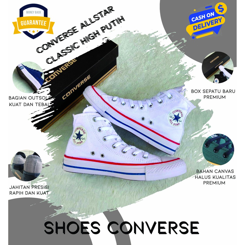 Sepatu Sneakers Pria Wanita Original Putih Polos High Sepatu Converse All Star 100% Original Terbaru