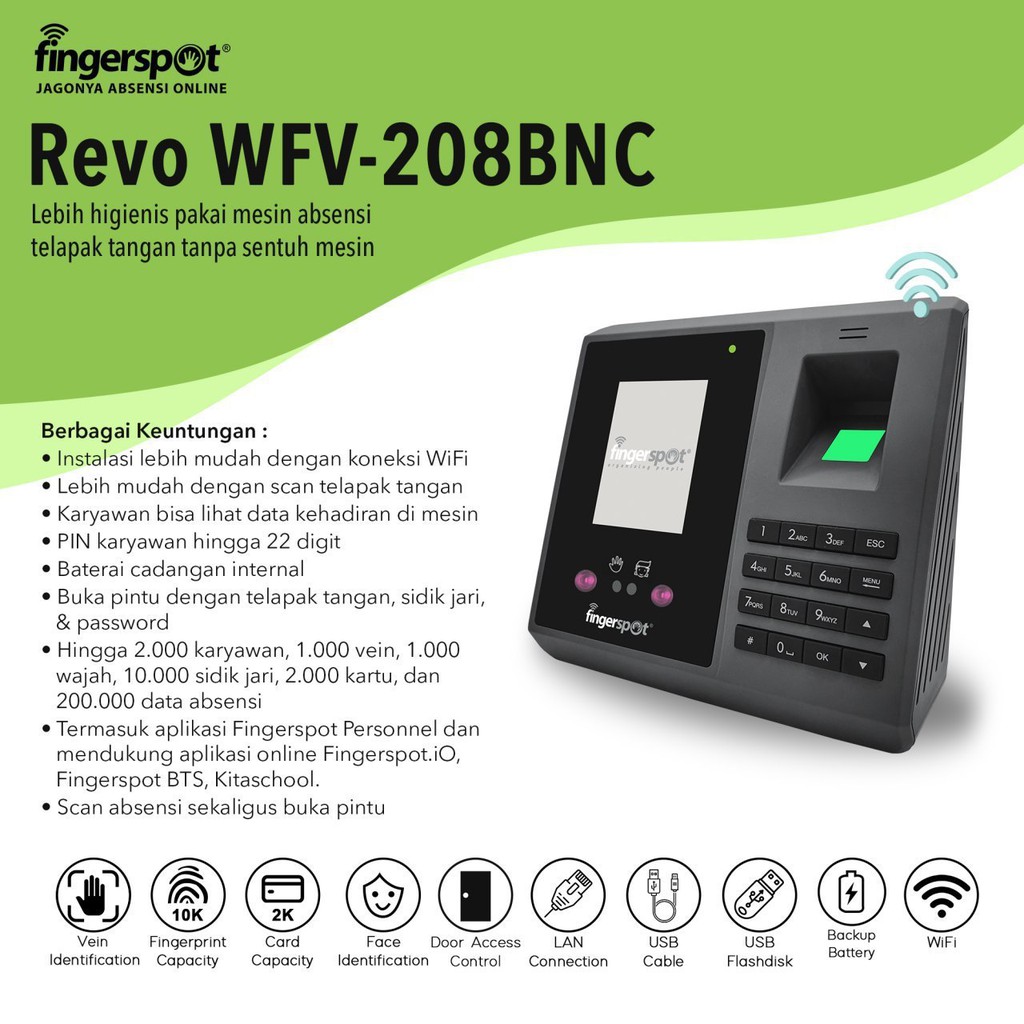 Fingerprint Mesin Absensi Revo WFV-208BNC