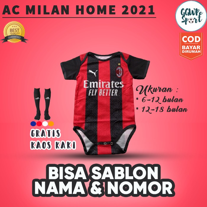 JUMPER BAYI BAJU BOLA BAYI LAKI LAKI AC-MILANN HOME 2021 IMPORT TERBARU KUALITAS JAMINAN TERBAIK