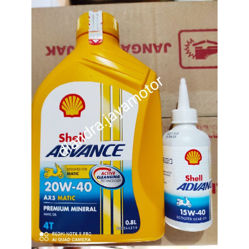 Paket oli shell advance matic ax5 0,8 lt SAE 20-40 + oli gear shell 120 ml 100% original FOR ALL MATIC