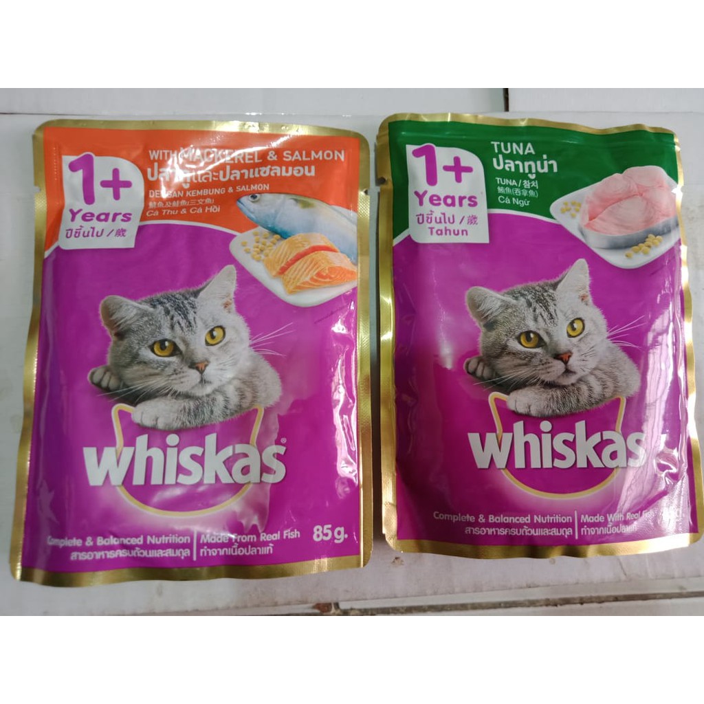 makanan basah kucing whiskas 1+years sachet 85gr