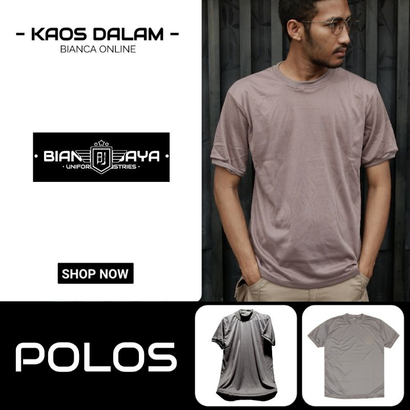 Kaos Satpam polisi coklat polos Leher tinggi