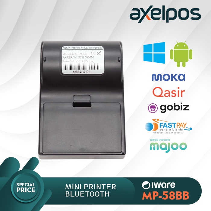 PRINTER BLUETOOTH MINI THERMAL KASIR 58MM IWARE MP-58BB SUPPORT GOBIZ