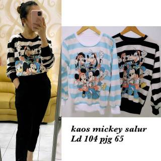  Baju  Kaos  Mickey Import  Bahan Babyterry Atasan Wanita 