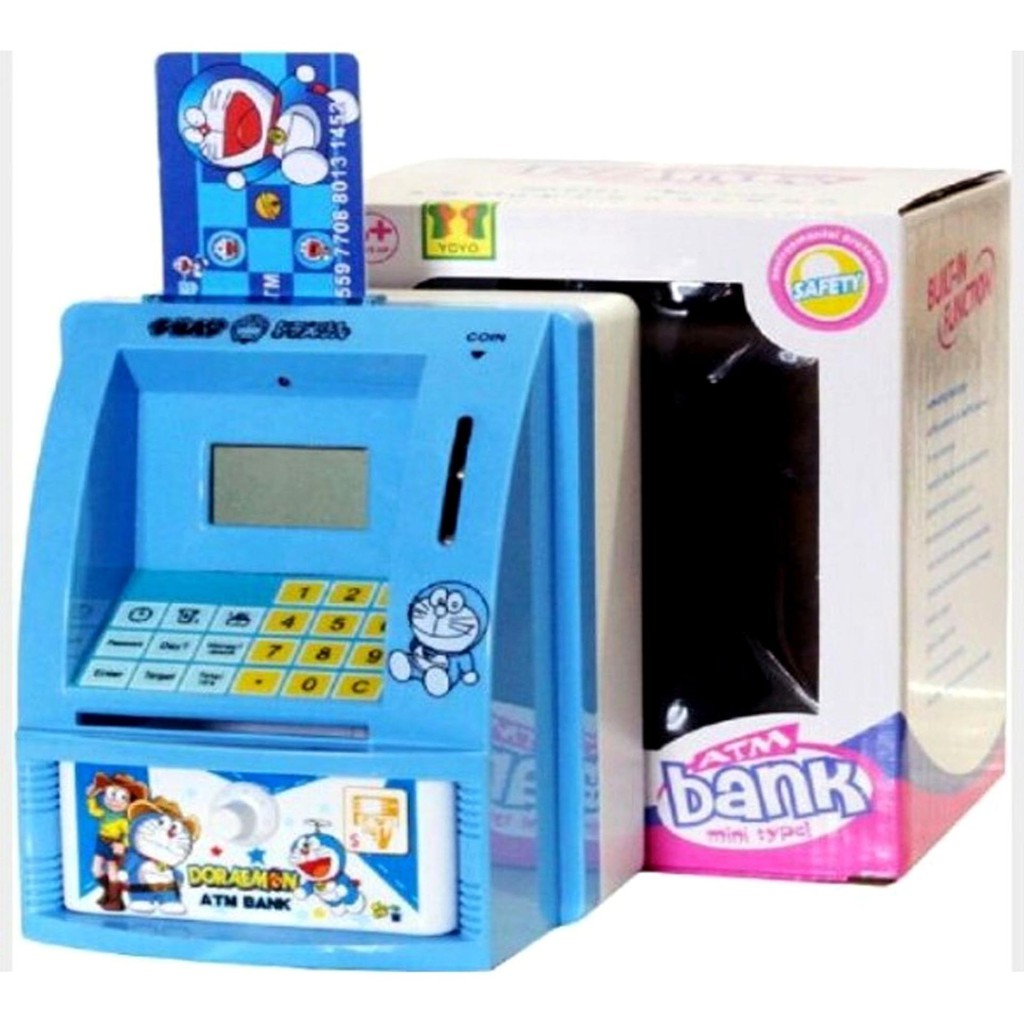 Celengan Atm Bank Mini Mainan Edukasi Anak Doraemon