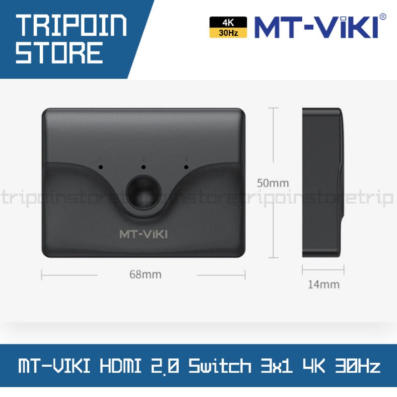 MT-VIKI HDMI Switch 3 Port 4K HDMI 2.0 Switcher 3 in 1 + Remote