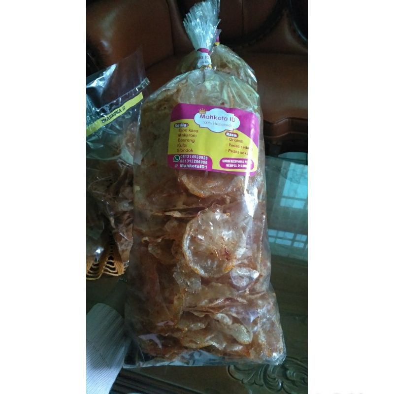 

Keripik kaca / keripik elod / keripik beling Mahkota ID Netto 500 gram khas Bandung