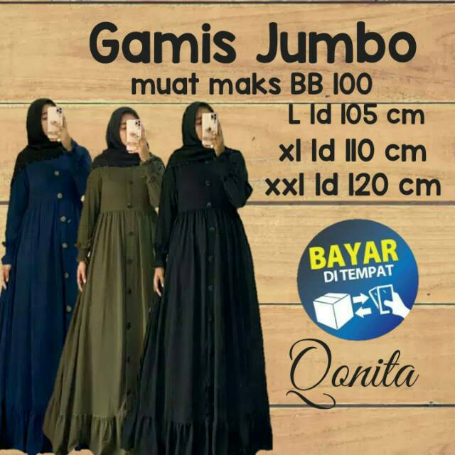 Gamis Jumbo Terbaru Ld 120 Cm Bahan Ceruty Babydoll Bisa Busui Harga Murah Model Kekinian Qonita Shopee Indonesia