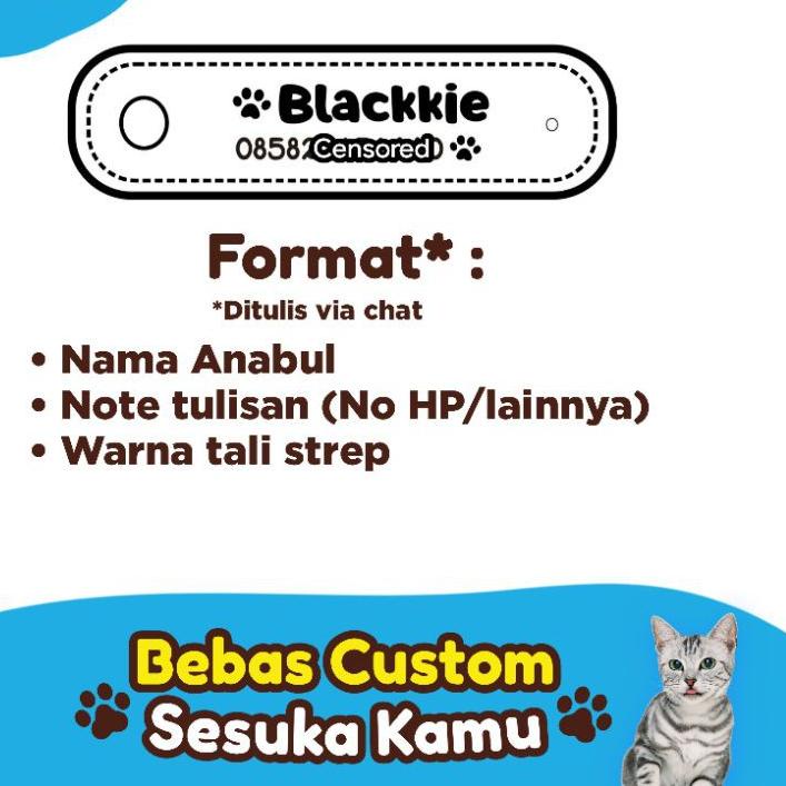 Terjangkau - K201 - Kalung Nama Custom Kucing Anjing Lucu Ukir Identitas Pemilik Alamat Nomor HP