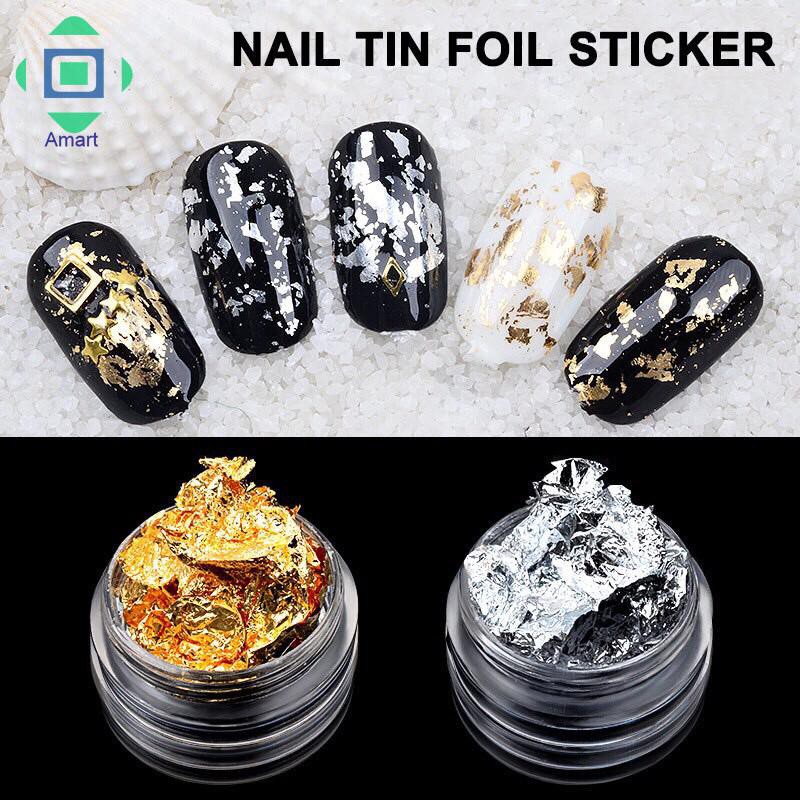 Stiker Foil Glitter Emas Silver 3D untuk Manicure