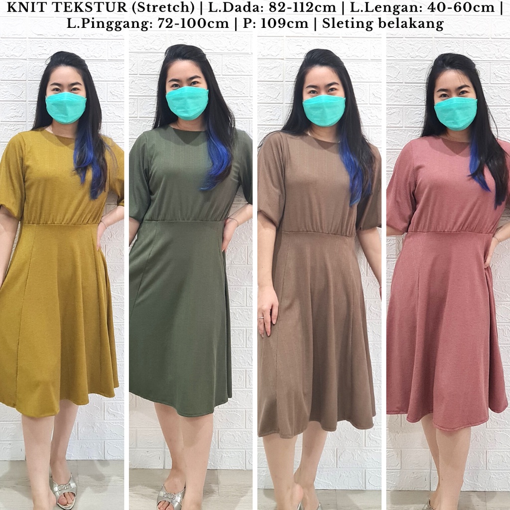 4248 esmeralda puffy sleeve knit midi dress