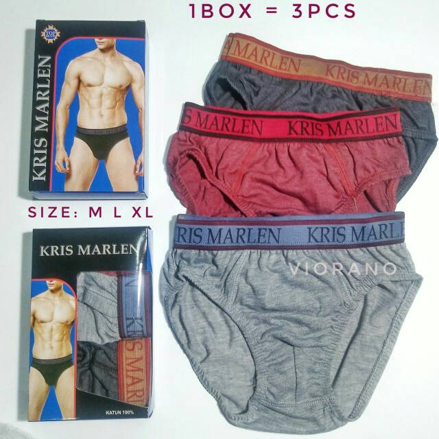 1 Box Celana Dalam Pria Kris Marlen Isi 3 Pcs Cd Segi Tiga Cowok Size M L XL