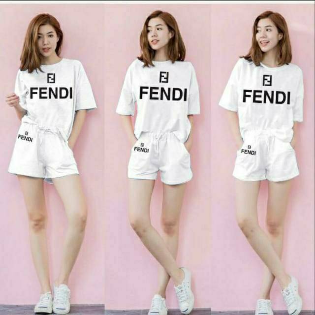 SET HOT PANT FENDI FF (BAHAN BABYTERRY)FIT L