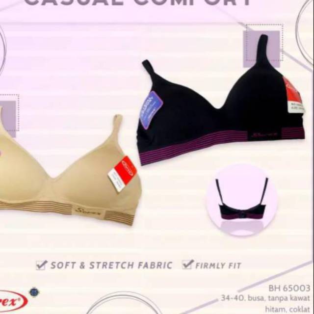 SOREX Bra Casual Comfort 65003 Busa Tipis Tanpa Kawat Original