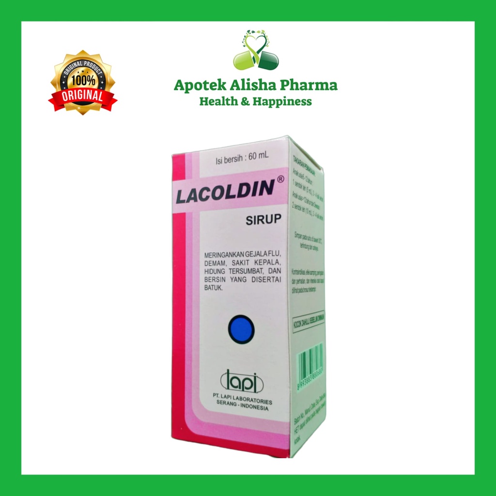 LACOLDIN SYRUP 60ml-Lacoldin Sirup Obat Flu Pilek Bersin2 Hidung Tersumbat Panas Demam Batuk Anak