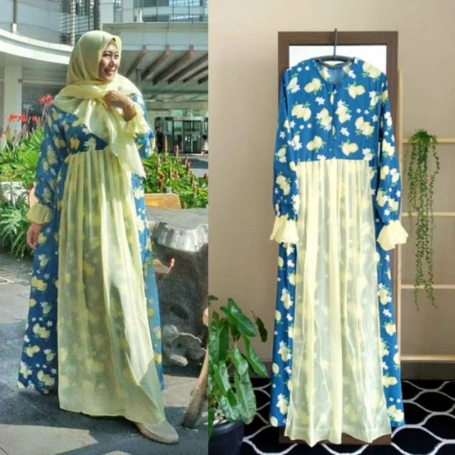 Lemon dress gamis aja gamis bunga gamis lemon gamis kuning gamis ceruty gamis diskon