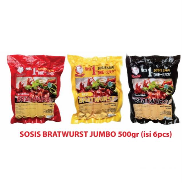 

Sosis sapi bratwurst jumbo 500 gram isi 6 pcs