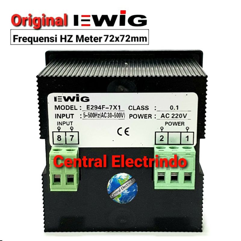 Frekuensi/Frequency HZ Meter Digital 72X72mm 45~65HZ AC220V EWIG.