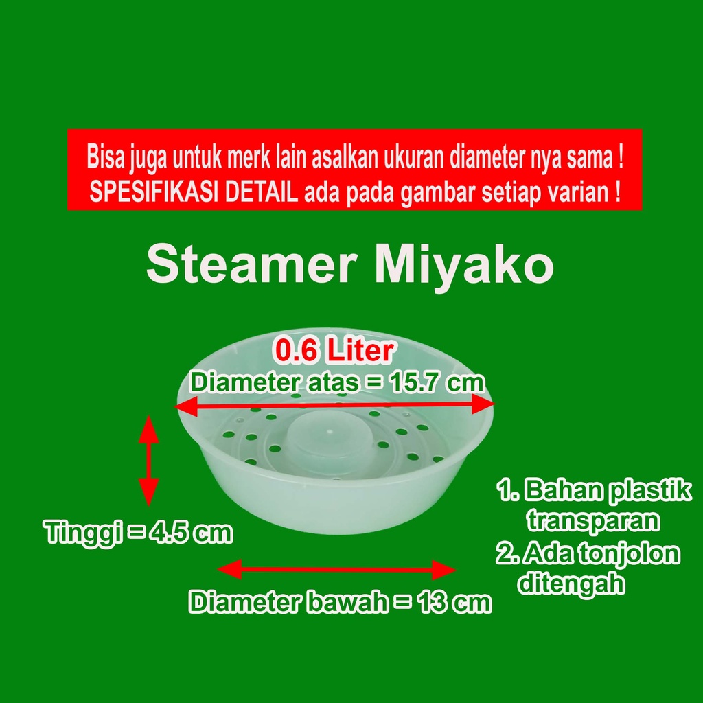 Steamer Wadah Kukusan Rice Cooker Magic Com Miyako dan Merk Lainnya 0.6 1.0 1.2 1.8 2 2.2 3 Liter Sarangan Plastik Megicom Rice Coker Magicom Mejikom Original Asli Miyako