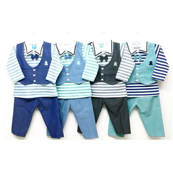 SETELAN KOKO ROMPI PECI GARIS BAJU KOKO ANAK
