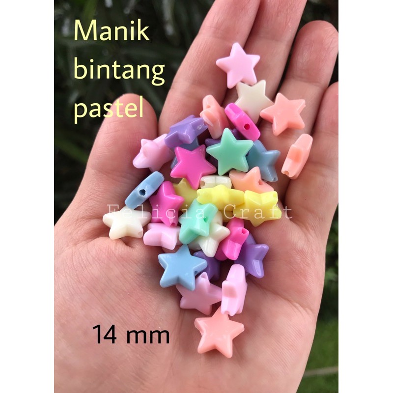 20gram [40-42pcs] manik bintang pastel 14mm