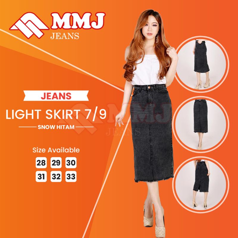 mmj jeans 090701 Cod Size 28 - 33 Rok Jeans Wanita 7/9 Light Skirt Rok Stretch Melar-3