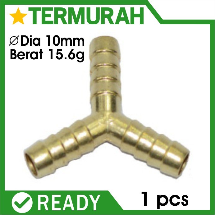 Nepel Cabang 3 T Y selang Gas kuningan sambungan air 3/8 3/8" in inch hose connector ball pipa valve