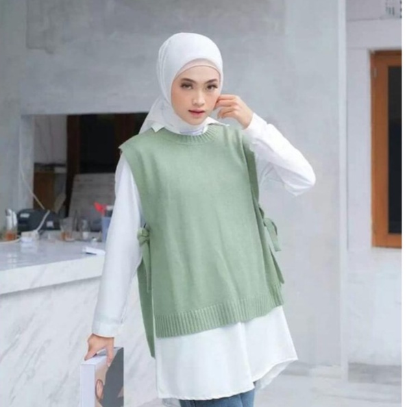 LILI VEST ROMPI TALI RAJUT KOREA WANITA OUTER KNIT KEKINIAN TERBARU