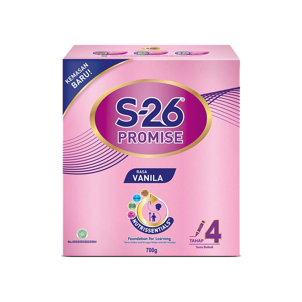 S-26 Promise Tahap 4 Vanila Susu Bubuk untuk Anak Usia 3-12 Tahun, Kotak 700 gr x 2 [1400 gr]