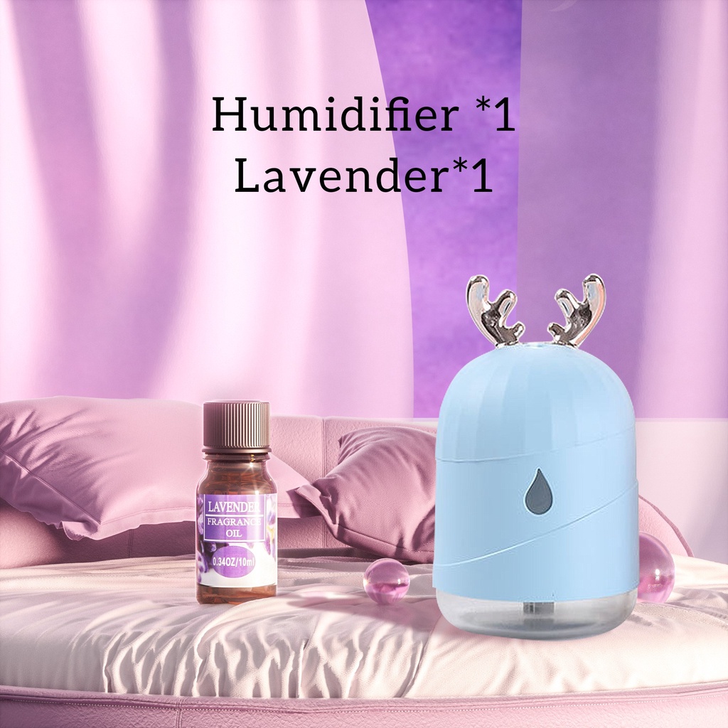 [endear]100% ORI cute Bear Humidifier 220ML Essential Oil Diffuser Aroma Terapi Pengharum Ruangan-Blue *1+OIL*1