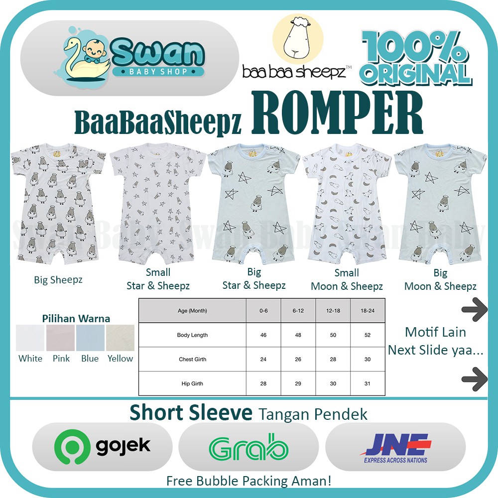 Baabaasheepz Romper / Baa Baa Romper Short Sleeve - Pendek Part 6