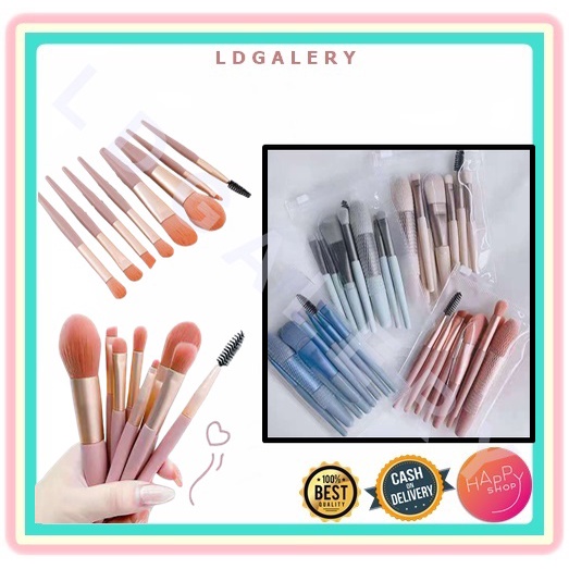 LDG Set Kuas MakeUp 8 in 1/Travel Mini MakeUp Brush Set