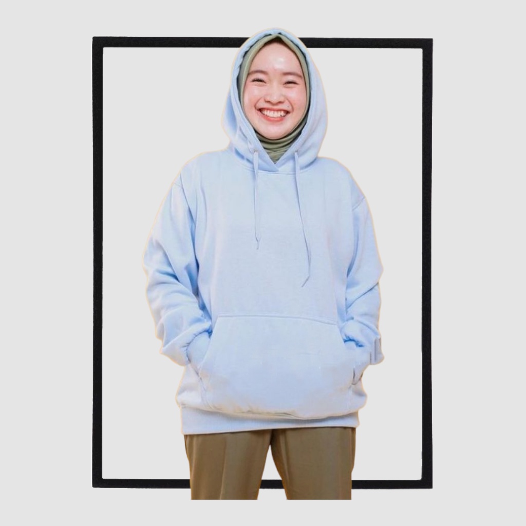 SWEATER_ID Hoodie Jumper Biru Baby Polos Fleece Tebal Unisex Pria Wanita M L XL XXL Kualitas Terbaik