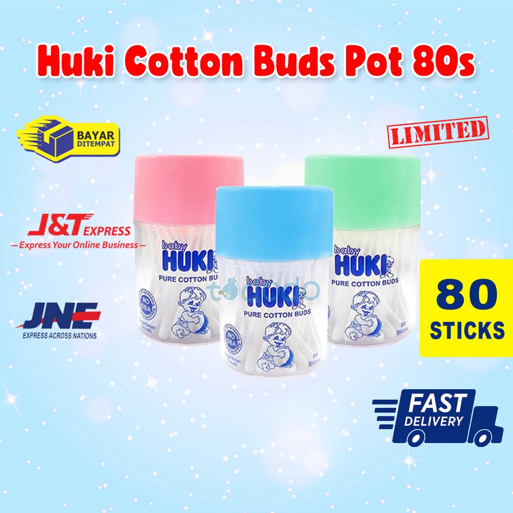 Huki Cotton Buds Pot isi 80s / Pembersih Telinga Bayi