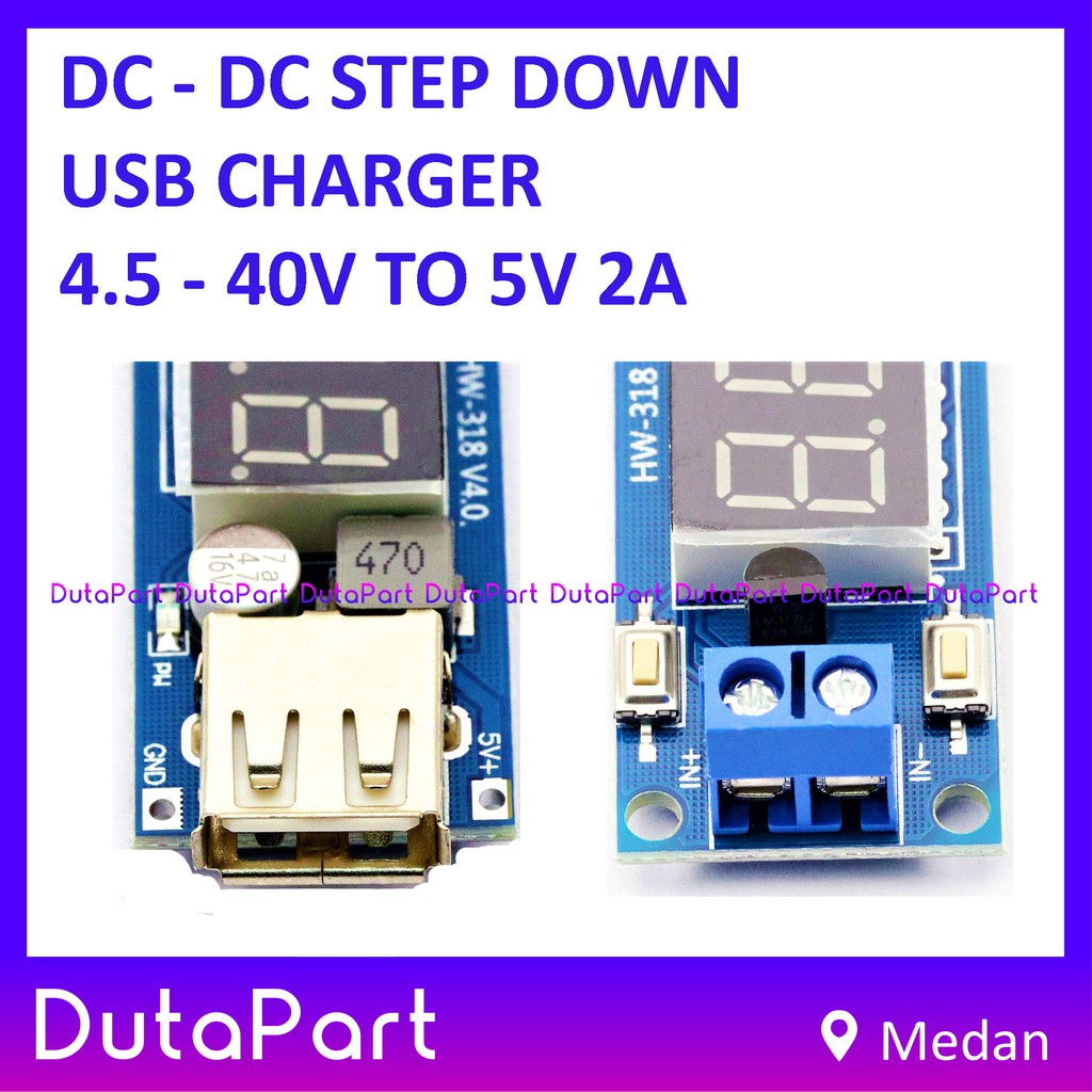 DC-DC Step Down USB Charger 4.5-40V To 5V 2A Power Module DC Voltmeter