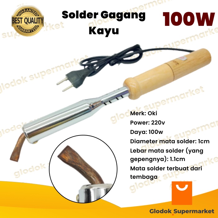 Solder Listrik Oki 100 Watt Gagang Kayu Alat Patri 100w