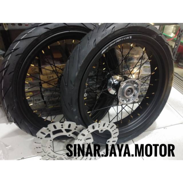 Paketan velak velg velg pelek supermoto honda crf 150  ring 17 2.50 - 3.50 sepaket termasuk cakram