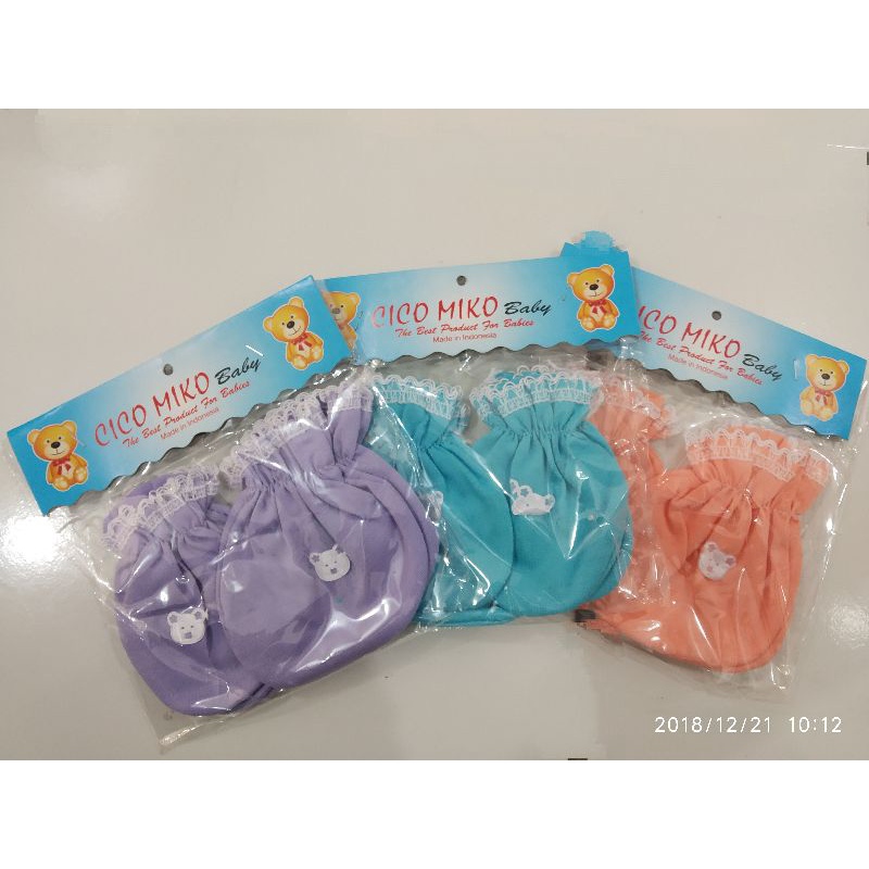 3 pcs sarung tangan bayi Cico miko/sarung tangan bayi polos warna