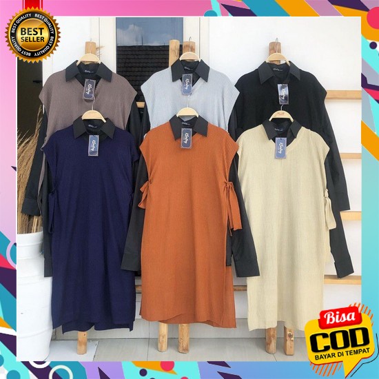 Tunik Kotak / Tunik Korea / Tunik Kekinian / Baju Tunik Terbaru Afi - Mc - Knit Tunik Rib