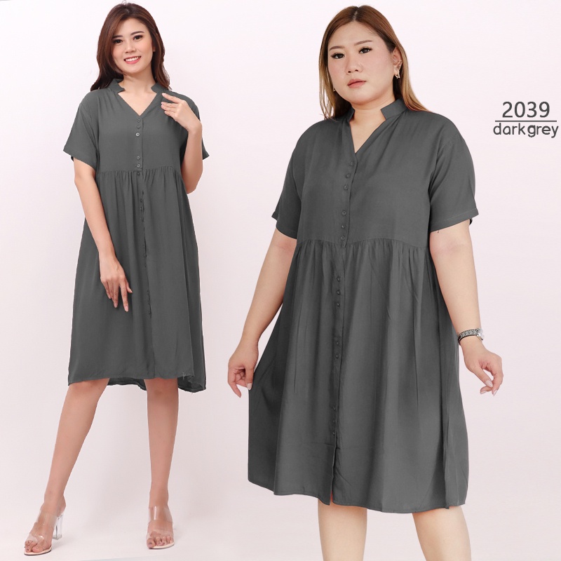 ARENA - Dress Rayon Jumbo dan Standard Kancing Depan