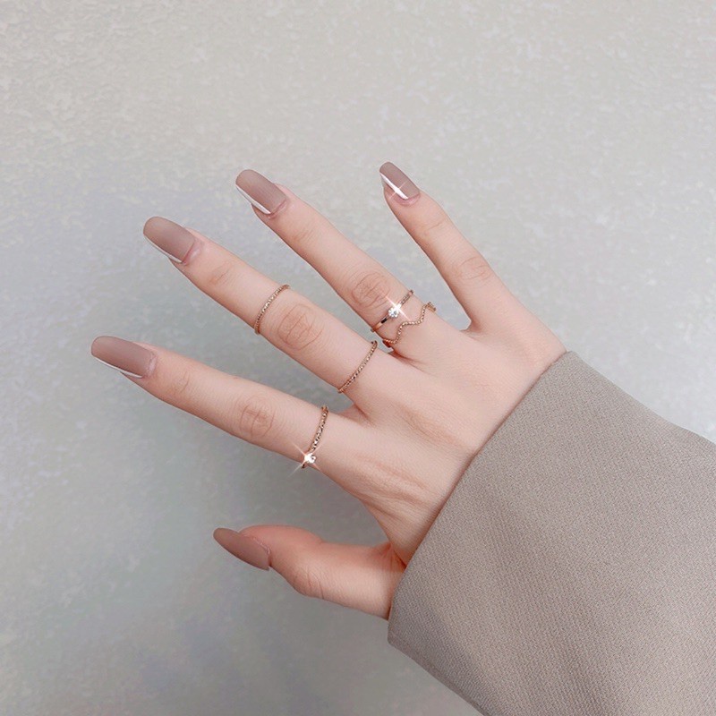 5pcs / set cincin Susun Desain Gelombang Untuk Wanita