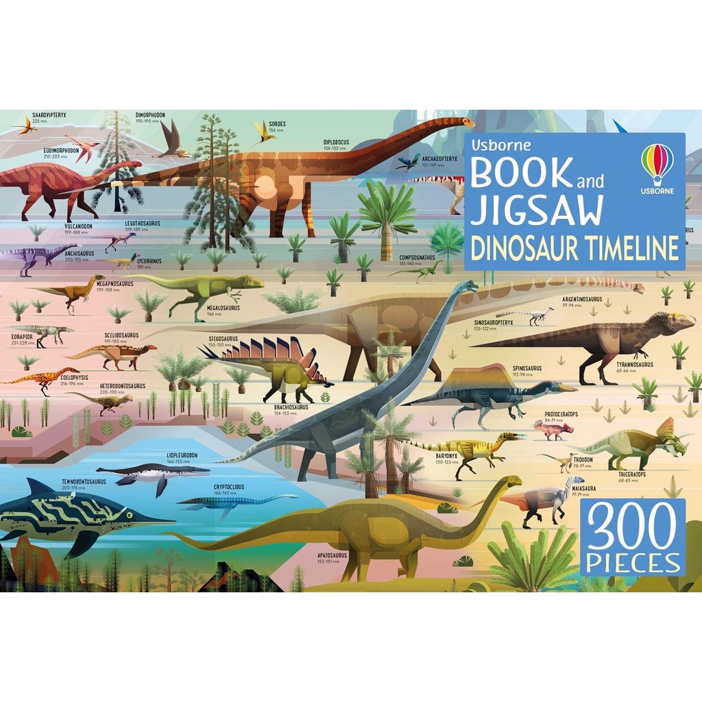 Puzzle Useborne 300 piece "Dinosaur Timeline" Book and Jigsaw