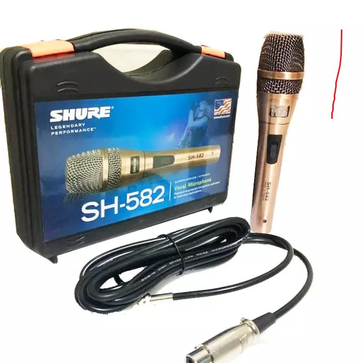 Microphone Mic Shure SH-582 Gold Mikrofon Kabel + Koper Mic