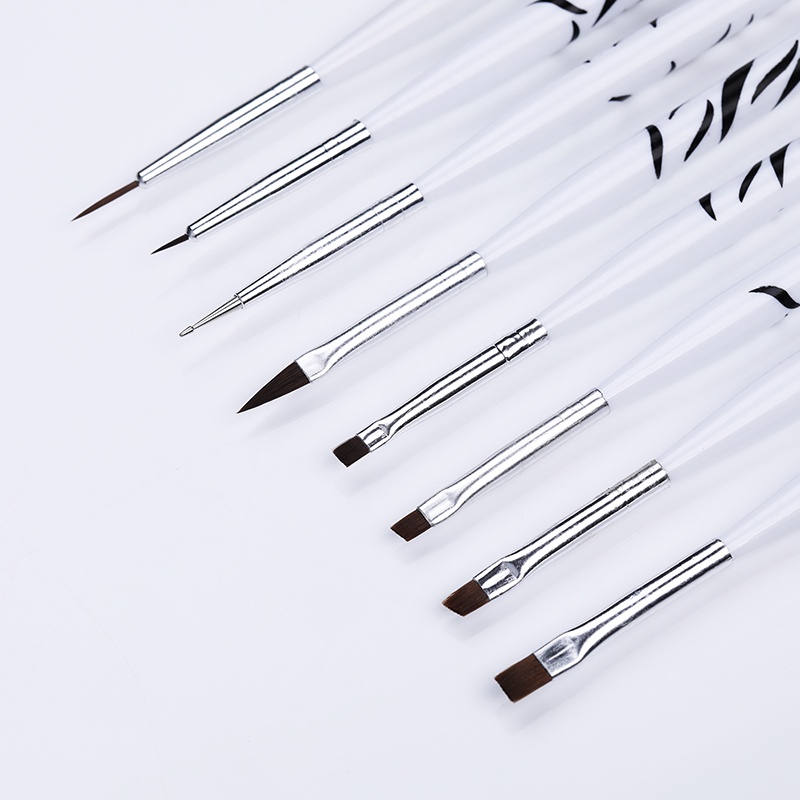 8Pcs Nail Brush Nail Art Liner Brush Acrylic French Stripe 3D Tips Manicure Ultra-thin Line Drawing UV Gel Brushes Painting Kit