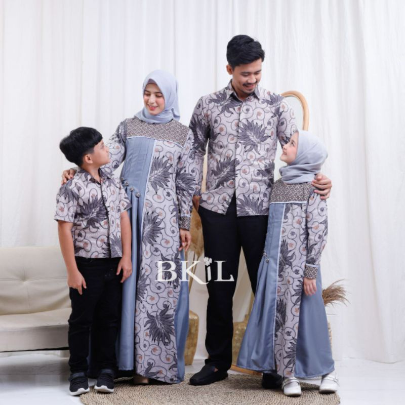 COUPLE FAMILY BKiL SERIES ABU GREY SERAGAM KELUARGA MAURA COUPLE SANIA RUFFLE GAMIS JUMBO BIG SIZE X