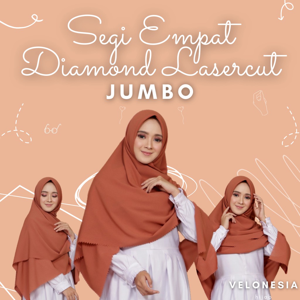 Hijab Segi Empat Jumbo 130x130 Lasercut Bahan Diamond Kerudung Jumbo Lasercut Bahan Diamond Premium