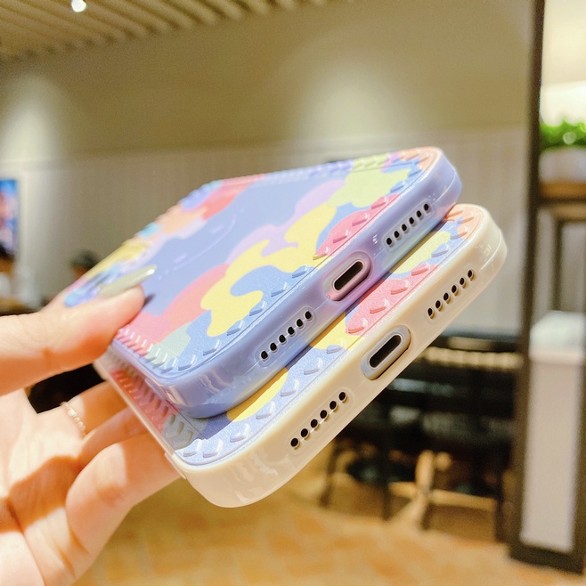 Watercolor Smiley Straight Edge Soft Casing iPhone 13 12 11 Pro Max Xs X XR 6 6S 7 8 Plus SE 2020 6P 7P 8P 6+ 6s+ 7+ 8+ Xsmax 12Mini Glossy Phone Case Full Back Cover-5